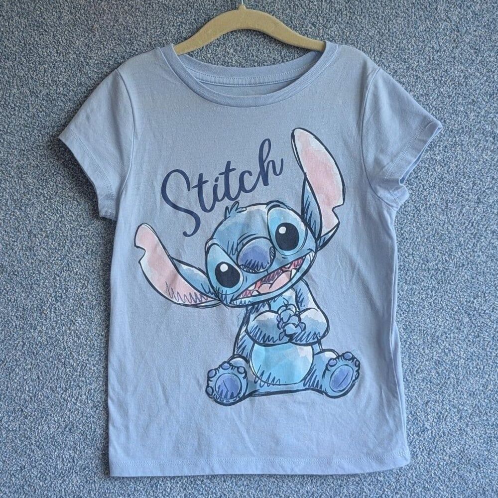 Disney Girls Size S Lilo & Stitch Blue Cute Hand Pose Kohls Graphic Print Shirt